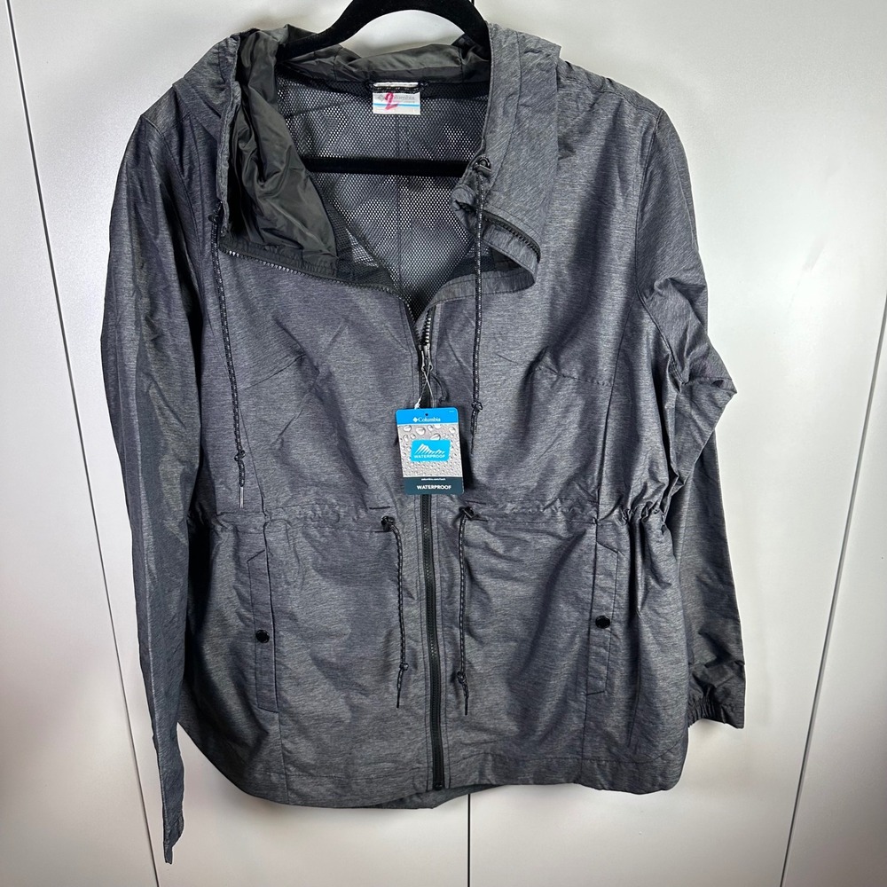 NWT Columbia Lillian Ridge Shell Waterproof Hooded Jacket Womens L Gray‎ Outdoor